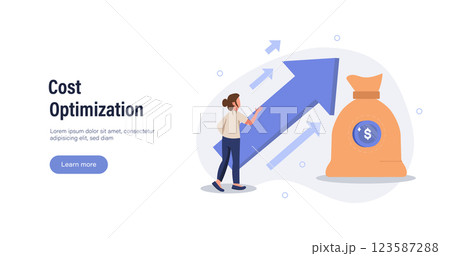Cost optimization concept set. Idea of financial and marketing strategy. Cost and income balance. Spending and cost reduction, while maximizing business value. Isolated flat illustration vector Cost optimization concept set. Idea of financial and marketing strategy. Cost and income balance. Spending and cost reduction, while maximizing business value. Isolated flat illustration vector 123587288