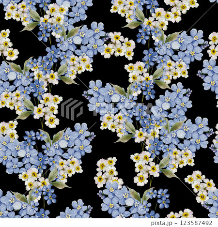 Easter seamless pattern with flowers in tender colors. Watercolor vintage style. 123587492