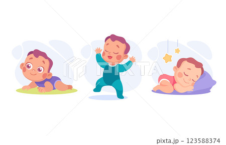 Baby Little Boy and Girl with Cute Face Vector Set Baby Little Boy and Girl with Cute Face Vector Set 123588374