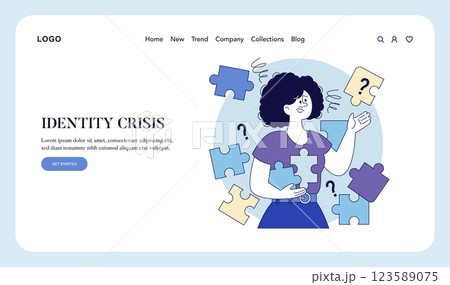 Identity crisis theme illustrated with a person juggling puzzle pieces. The design captures the confusion and searching for self-identity. An engaging visual representation of emotional struggle Identity crisis theme illustrated with a person juggling puzzle pieces. The design captures the confusion and searching for self-identity. An engaging visual representation of emotional struggle 123589075