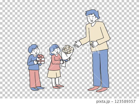 Children giving gifts to their father on Father's Day 123589357