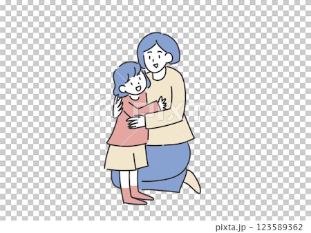 一位母親擁抱她的女兒的插圖 123589362
