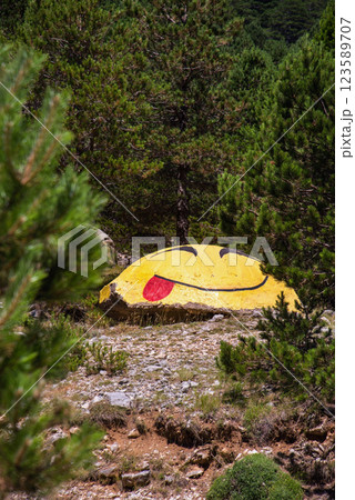 Old Bunker in Albania Painted as Fun Emoji Old Bunker in Albania Painted as Fun Emoji 123589707