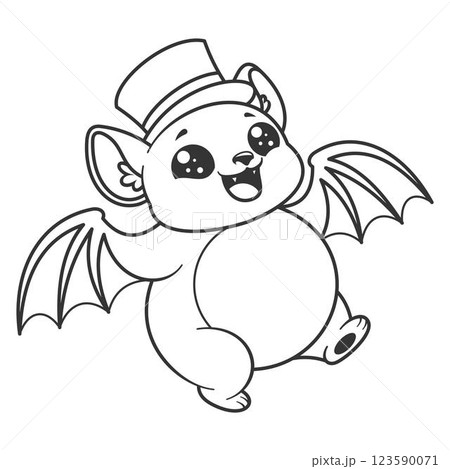 Fat bat feels happy wearing a hat, for coloring 123590071