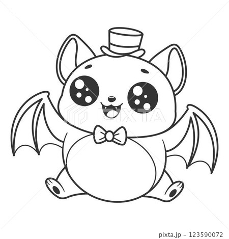 Fat bat flying happily, for coloring Fat bat flying happily, for coloring 123590072