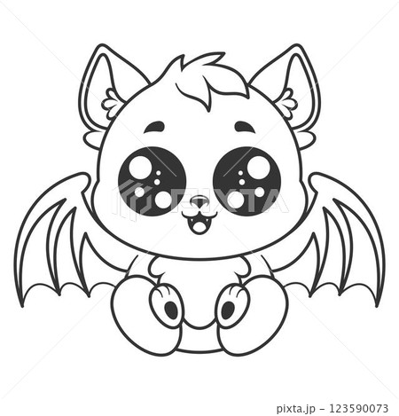 The bat feels happy and smiles, for coloring The bat feels happy and smiles, for coloring 123590073