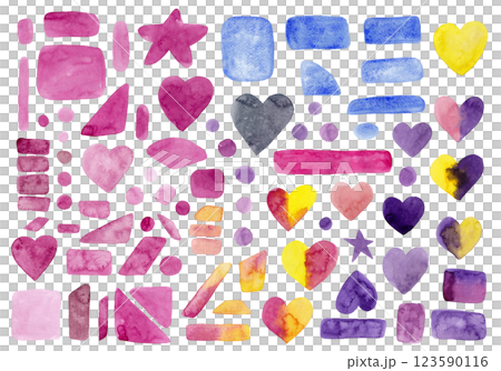 Abstract isolated shapes. Multicolor watercolor. Colorful elements: shapes, lines, dots, hearts, stars, brush strokes. Big set. Hand drawn. Great design for any purpose Abstract isolated shapes. Multicolor watercolor. Colorful elements: shapes, lines, dots, hearts, stars, brush strokes. Big set. Hand drawn. Great design for any purpose 123590116