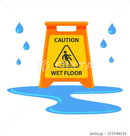 illustration of isolated caution slippery with drop water. illustration of isolated caution slippery with drop water. 123590233