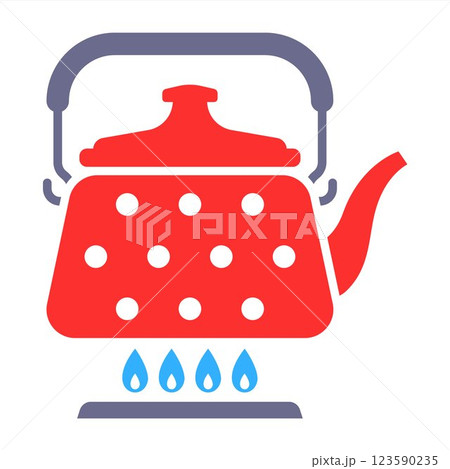 color icon kettle on fire. color icon kettle on fire. 123590235