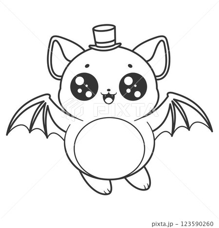 Bat flying and wearing a hat, for coloring 123590260
