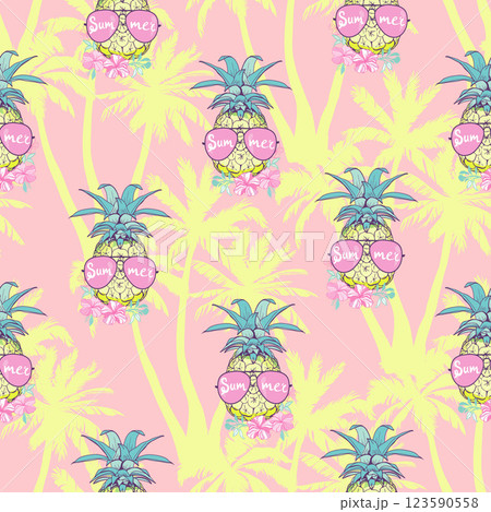 Cute seamless print with pineapples Cute seamless print with pineapples 123590558