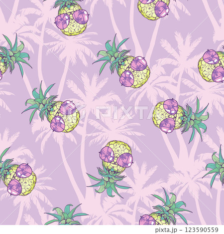Cute seamless print with pineapples Cute seamless print with pineapples 123590559