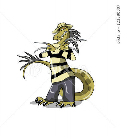 Illustration of an Amargasaurus posing as a fictional serial killer. 123590607