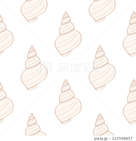 A cute seamless pattern with beige conch...のイラスト素材 [123590657] - PIXTA