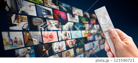 Media concept video wall with small screens 123590721