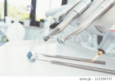 Modern dental drills in the dentist's office Modern dental drills in the dentist's office 123590737