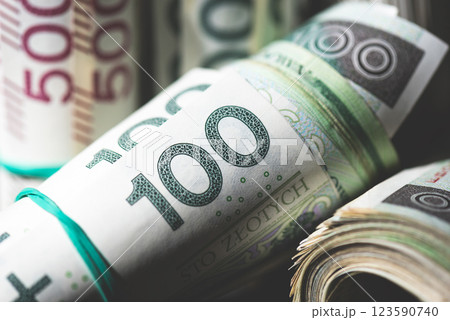 Polish 100 banknotes, polish money Polish 100 banknotes, polish money 123590740