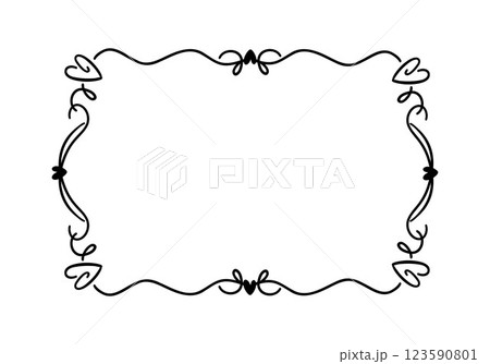 Vector Decorative frame design with hearts and swirls perfect for invitations or greeting cards.	 123590801