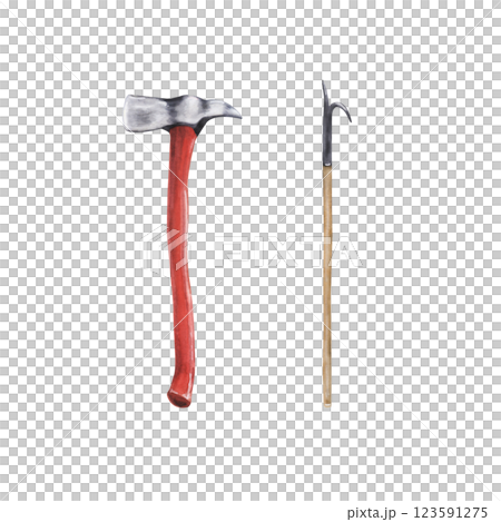 A firefighter axe and a fire hook, 123591275