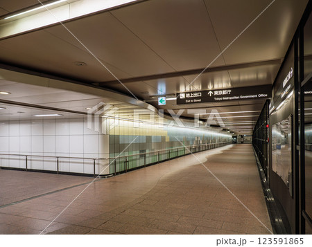 東京都市風景 誰もいない都心の地下連絡通路 東京都市風景 誰もいない都心の地下連絡通路 123591865