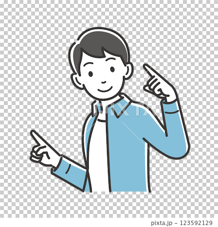 一名男子指著某物的插畫素材 123592129