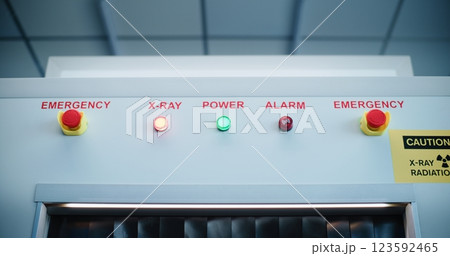 Advanced Metal Detector X-ray Scanner with Illuminated Indicators on Control Panel 123592465