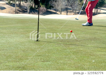 ゴルフにおけるグルーン上でのパターのイメージ【冬季】 123592774