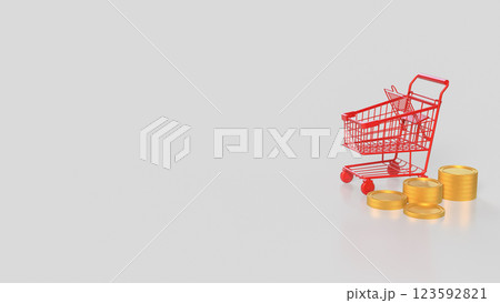 The Red Shopping cart for Business concept 3d Rendering. 123592821
