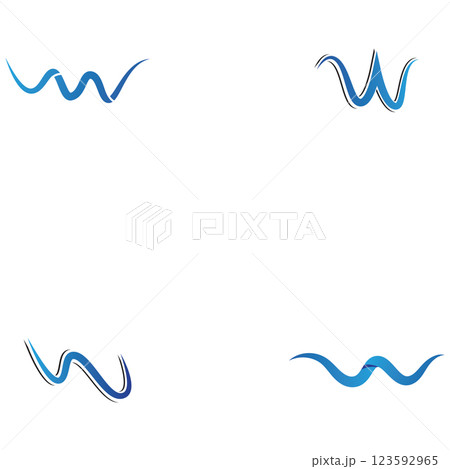 set of w water wave logo template vector 123592965