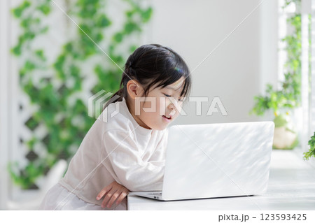 ノートパソコンを使う女の子 ノートパソコンを使う女の子 123593425