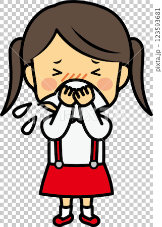 鼻をかむ女の子 鼻をかむ女の子 123593681