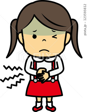 お腹が痛い女の子 お腹が痛い女の子 123593812