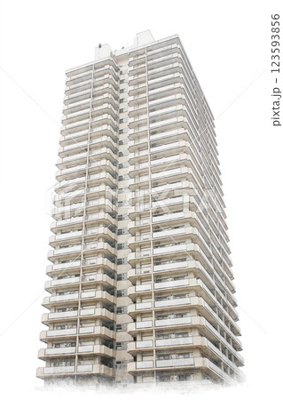 水彩画風 高層マンション 水彩画風 高層マンション 123593856