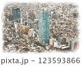 水彩画風　新宿　空撮 123593866