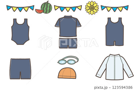 プール道具セットのイラスト プール道具セットのイラスト 123594386