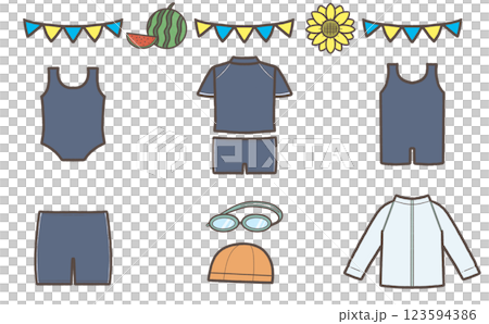 プール道具セットのイラスト プール道具セットのイラスト 123594386