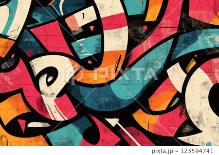 Intricate graffiti explosion in vibrant urban setting. Neural network AI generated 123594741