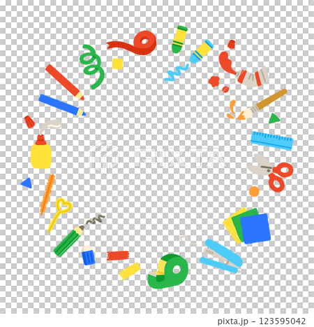 工作 材料 文房具 かわいい 背景素材 イラスト 手書き 円 工作 材料 文房具 かわいい 背景素材 イラスト 手書き 円 123595042