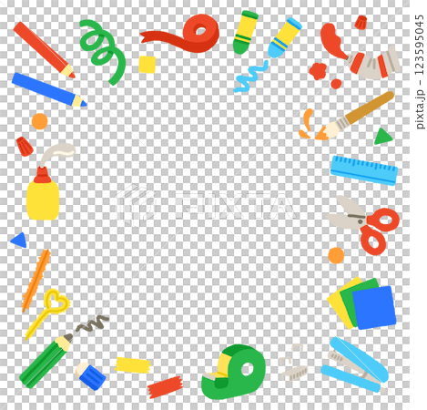 Cute background material of craft materials and stationery Illustration Handwritten Square Cute background material of craft materials and stationery Illustration Handwritten Square 123595045