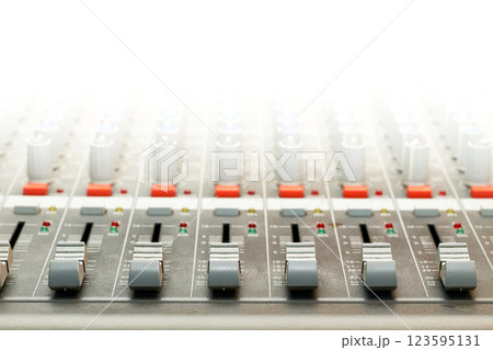 Mixing console for controlling the volume, frequencies.Place for text 123595131