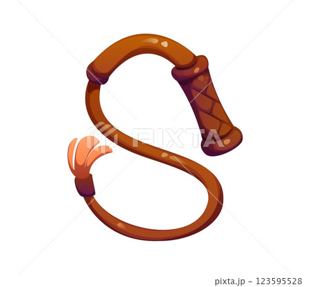 Western cowboy whip font letter S. Wild West history cartoon type symbol, American sheriff vector English alphabet font letter. Western cowboy kids ABC typeset element or Texas vintage sign Western cowboy whip font letter S. Wild West history cartoon type symbol, American sheriff vector English alphabet font letter. Western cowboy kids ABC typeset element or Texas vintage sign 123595528