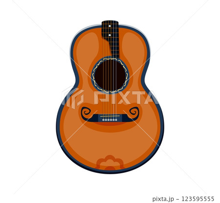 Number eight as acoustic guitar musical stringed instrument. Cartoon vector math symbol 8 cowboy font, wild west typeface, western type, alphabet character for kids learning, music and creative themes 123595555