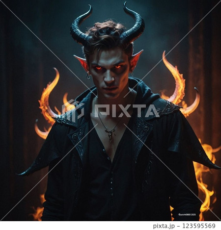 燃える炎の悪魔 123595569