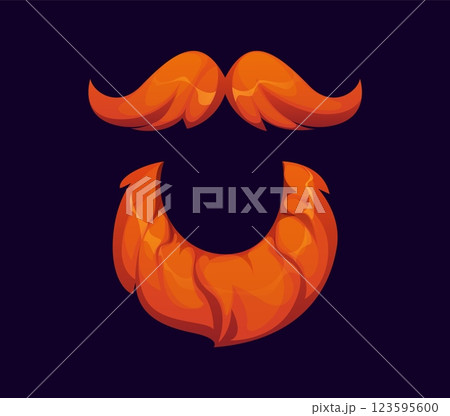 St Patrick day cartoon red beard and mustaches for Irish holiday, vector symbol. Saint Patrick festival and Ireland national holiday decoration of ginger red mustaches and beard of leprechaun mask St Patrick day cartoon red beard and mustaches for Irish holiday, vector symbol. Saint Patrick festival and Ireland national holiday decoration of ginger red mustaches and beard of leprechaun mask 123595600