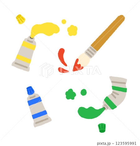 シンプルでかわいい絵の具の手書きイラスト 123595991