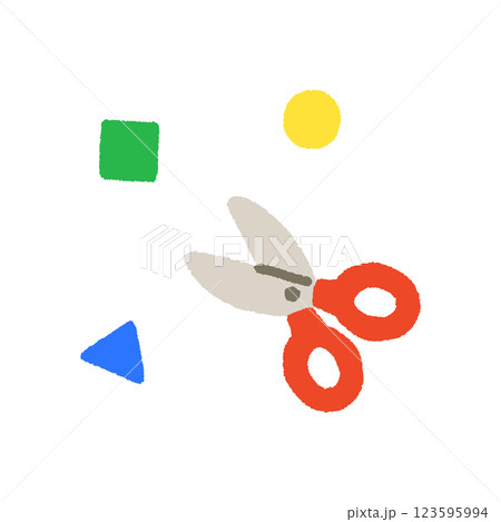 シンプルでかわいいハサミの手書きイラスト シンプルでかわいいハサミの手書きイラスト 123595994