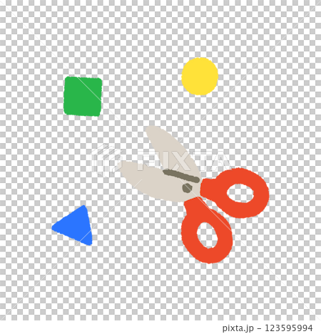 シンプルでかわいいハサミの手書きイラスト シンプルでかわいいハサミの手書きイラスト 123595994