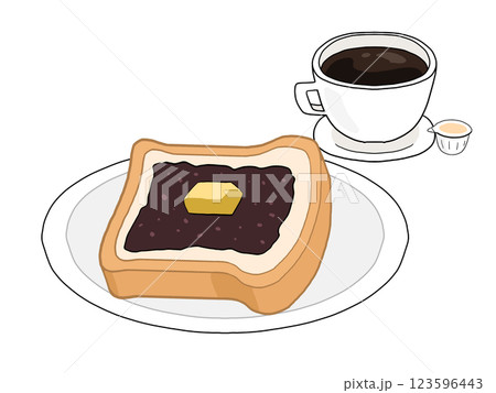 あんバタートーストとホットコーヒーのセット あんバタートーストとホットコーヒーのセット 123596443