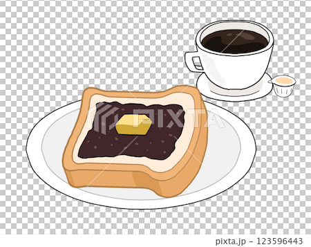 あんバタートーストとホットコーヒーのセット あんバタートーストとホットコーヒーのセット 123596443