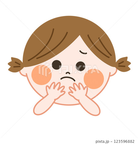 困っている女の子のイラスト　親しみ温かみのあるタッチ 123596882